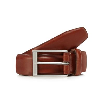 Brown leather nubuck lined belt